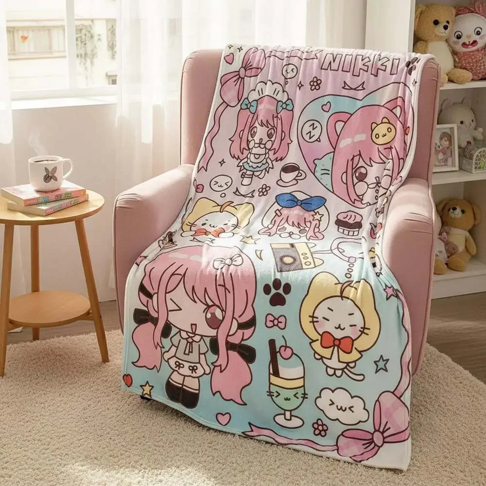 Nikki & Momo Flannel Blanket | Infinity Nikki Soft Throw | Gaming Fan Gift